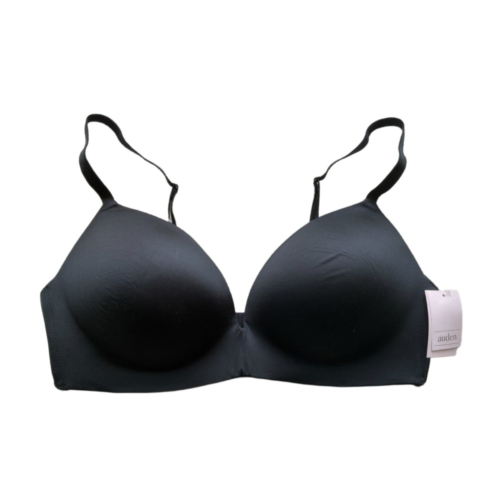Auden Smooth Push-Up Wirefree Bra 38C Black Lightly Lined Wireless NWT